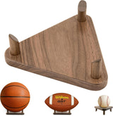 Premium Wooden Ball Display Stand Solid Walnut Wood Basketball Rugby Football Holder Triangular Autograph Sports Souvenir Display