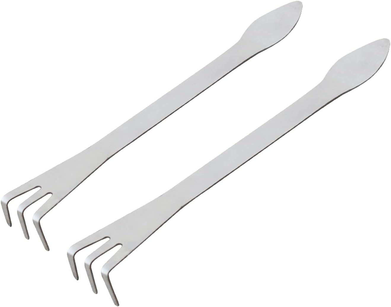 2 Pack Stainless Steel 3-Tine Root Rake Mini Candy Grip Handle Garden Tool