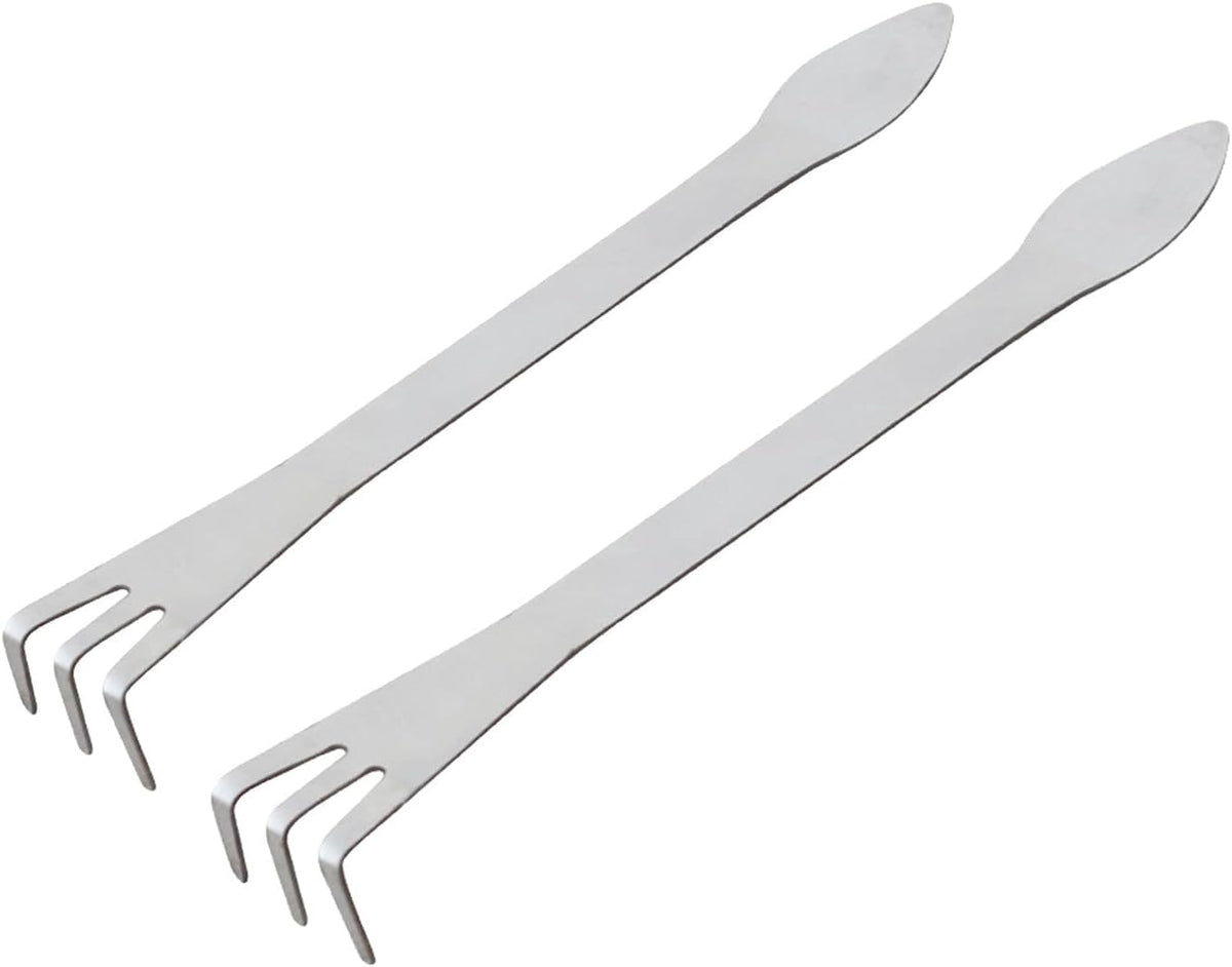 2 Pack Stainless Steel 3-Tine Root Rake Mini Candy Grip Handle Garden Tool