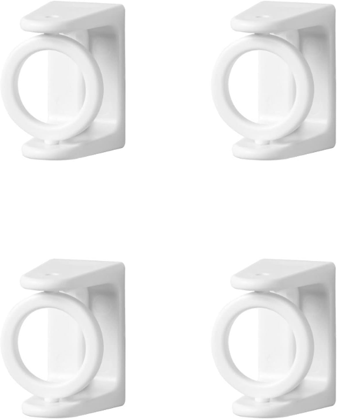 4 Pack White Curtain Rod Brackets with Rotating Function Support Shower Rod Tension Mounting for Home or Hotel