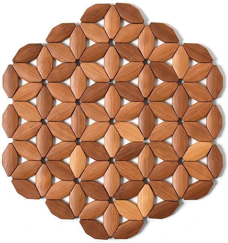 Round Wooden Pot Stand 24cm - Solid Wood Heat Resistant Table Protector for Kitchen & Dining Room