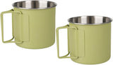 2 Pack Foldable Handle Stainless Steel Camping Mugs 12 oz Portable for Outdoor Picnic Hiking Backpacking Travel Coffee Mug Set