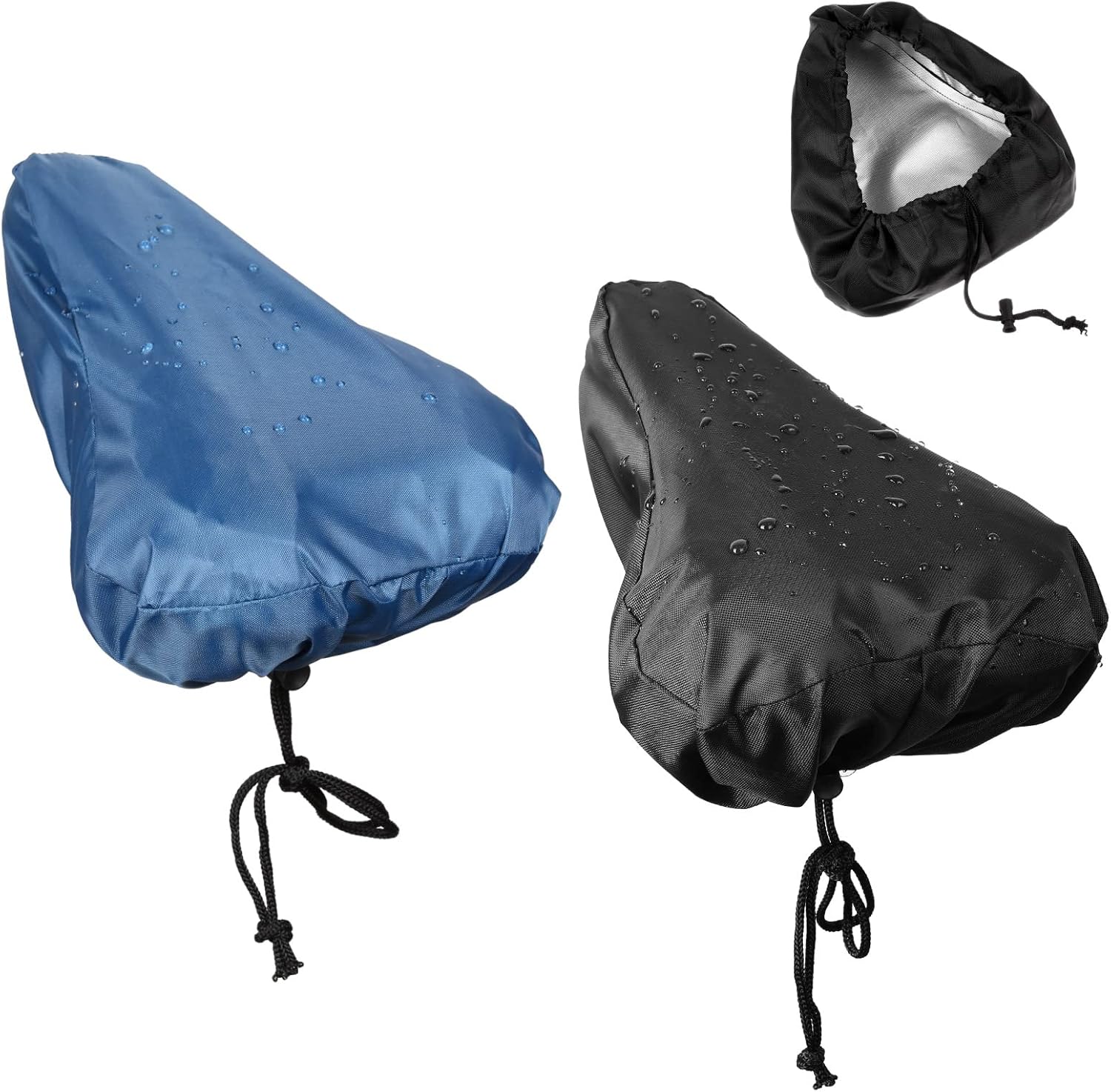 2 Pack Bicycle Saddle Bags Black and Hidden Blue Waterproof Rainproof Material Universal Bike Seat Cover Accessories for Men Women