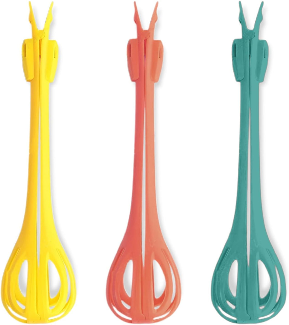 3-Piece Handheld Egg Beater Set 2-in-1 Food Tongs Mixer Salad Mixing Kitchen Tools for Cooking Baking