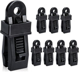 8 Pack Black Tarp Clips with Eyelets Heavy Duty Tent Canvas Clamps for Camping Caravan Awning Boat Outdoor Use