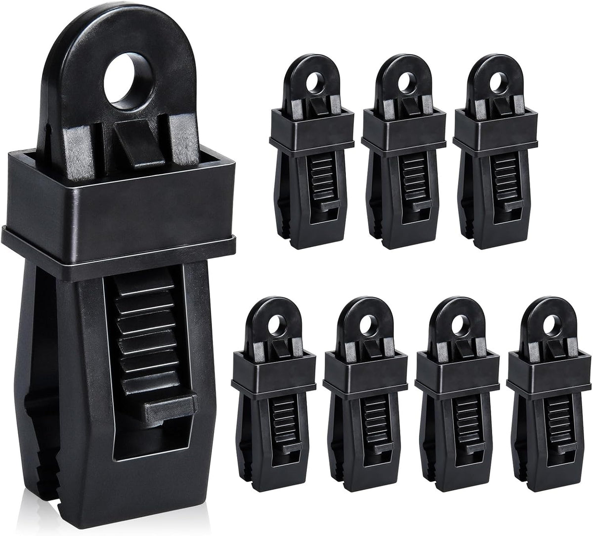 8 Pack Black Tarp Clips with Eyelets Heavy Duty Tent Canvas Clamps for Camping Caravan Awning Boat Outdoor Use