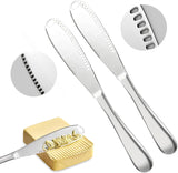 2 Pack 3-in-1 Stainless Steel Butter Spreader with Holes Cold Butter Knife Suitable for Cheese Peanuts