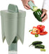 2-in-1 Green Capsicum Slicer and Seed Remover Tool - Fast Vegetable Seed Extractor Kitchen Gadget for Paprika