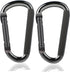 2 Pack Aluminum Black D-Shaped Carabiner 8cm - Camping Outdoor Keychain Clip for Backpack Keys