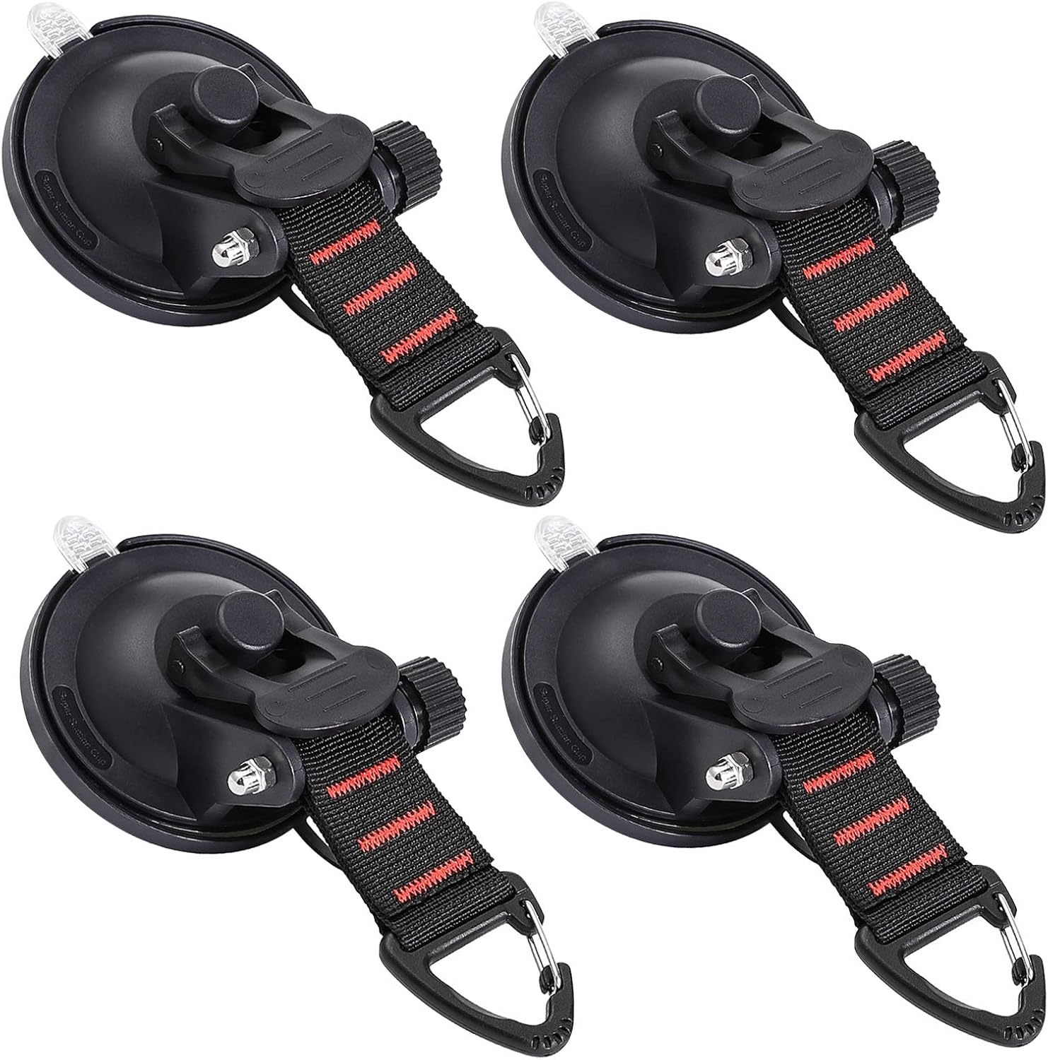 Strong Suction Hooks 4 Pack for Caravans Boats Window Glass - Heavy Duty Mounting Hooks with Fasteners - Secure Grip Camping Accessories