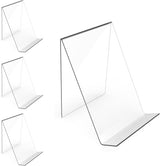 4-Pack Acrylic Open Shelving Unit - Transparent Display Rack for Books Photos Artworks - Multi-Purpose Tablet Stand and Card Holder