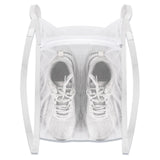 White Sports Shoe Washing and Drying Mesh Bag with Zipper and Straps - Durable Honeycomb Net Bag for Shoes Clothing Laundry - Reusable