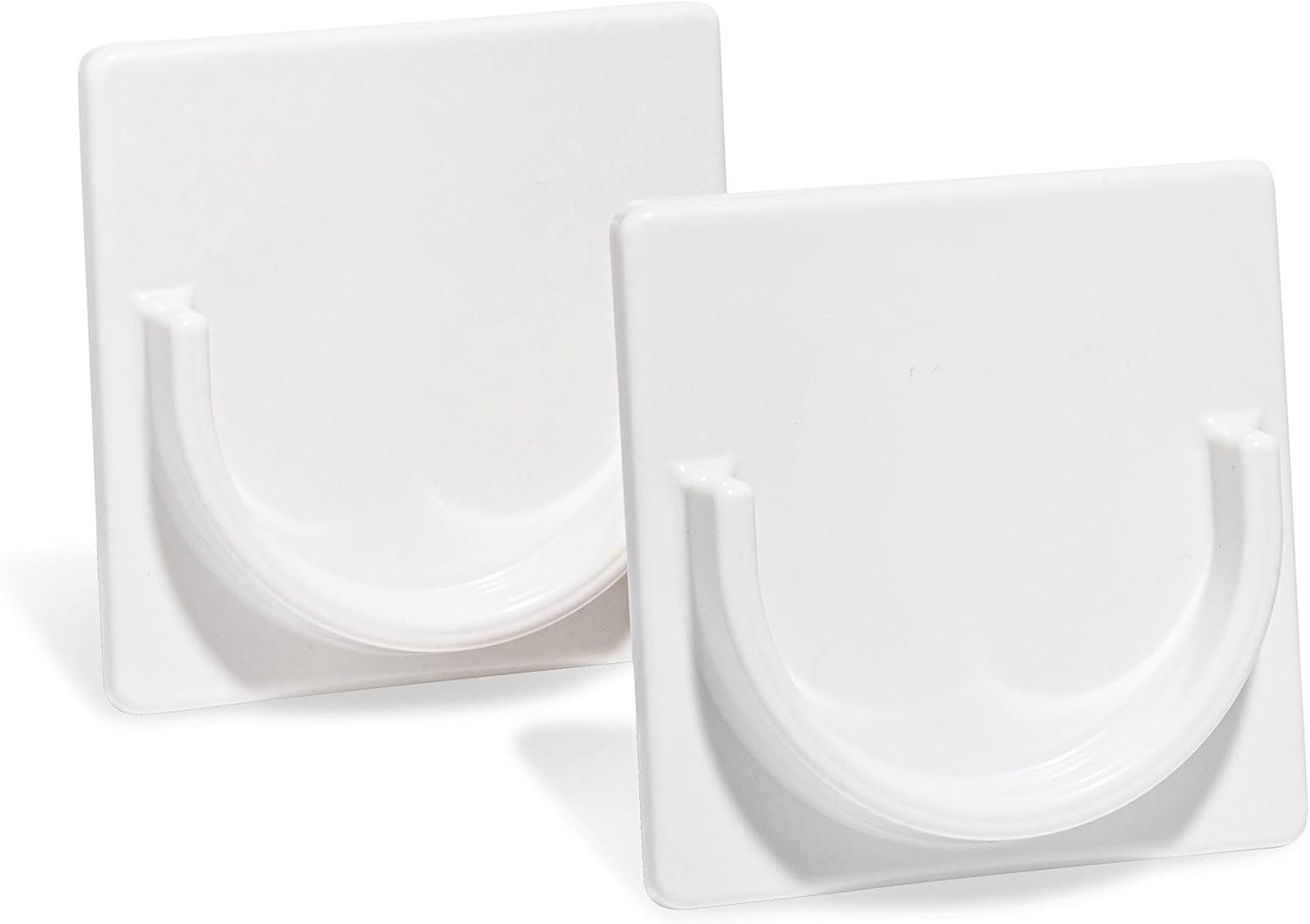 2 Pack White No Drill Shower Curtain Rod Holder Self Adhesive Wall Mounted Bracket