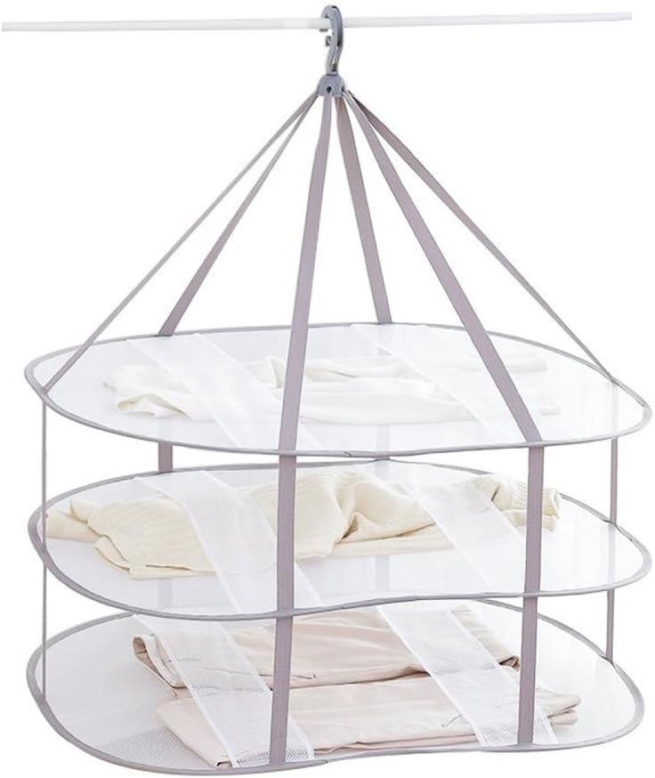 3-Tier Folding Clothes Drying Rack for Flat Drying Wool & Sweaters - Maintains Shape & Prevents Stretching - Space Saving Design