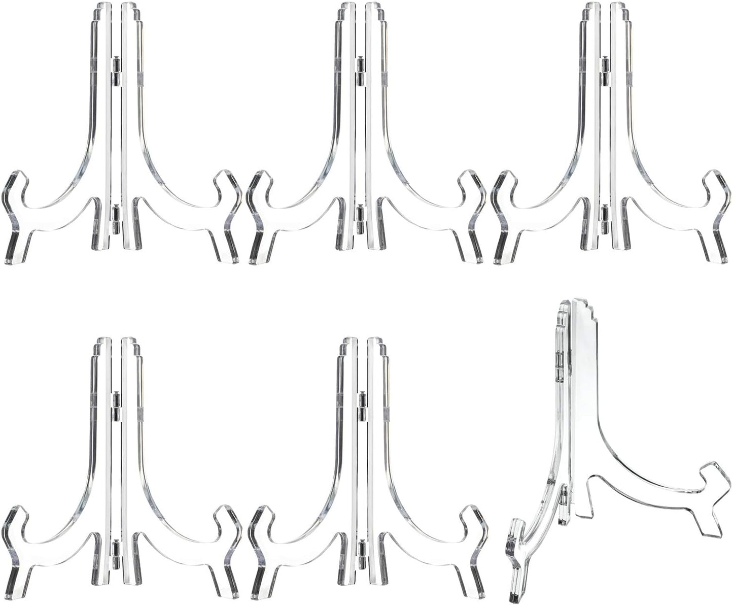 6 Pack Clear Acrylic Display Easels Stand - Perfect for Books Photo Frames Signs - Versatile Desktop Countertop Display Shelf