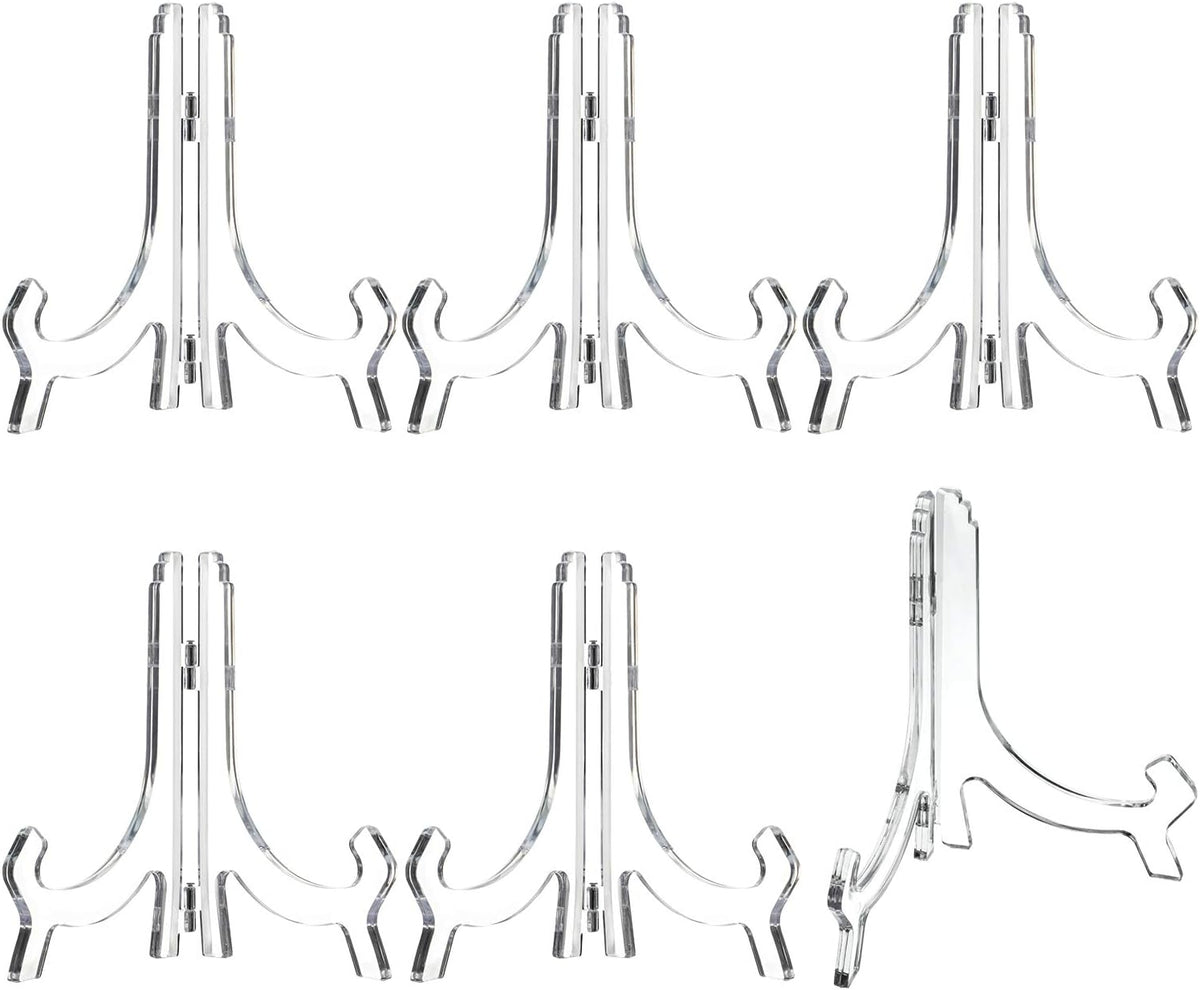 6 Pack Clear Acrylic Display Easels Stand - Perfect for Books Photo Frames Signs - Versatile Desktop Countertop Display Shelf
