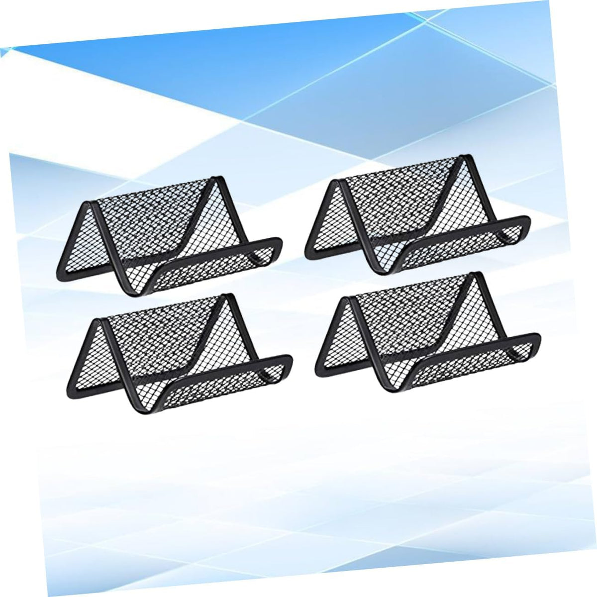 4 Pack Black Metal Business Card Holder - Office Desk Card Holder - Professional Business Card Case