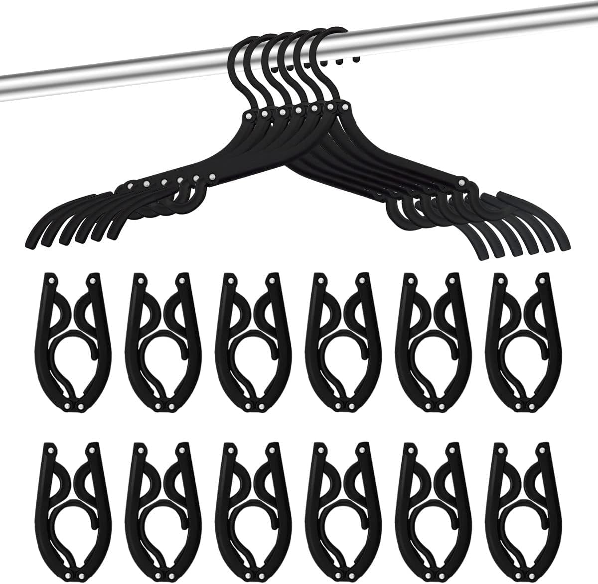 Folding Travel Hangers 12 Pack - Portable Cruise Essentials - Lightweight Collapsible Clothes Hangers for Travel Accessories