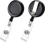 2 Pack Black Retractable ID Badge Holders with Belt Clip for Teachers Students Office Staff