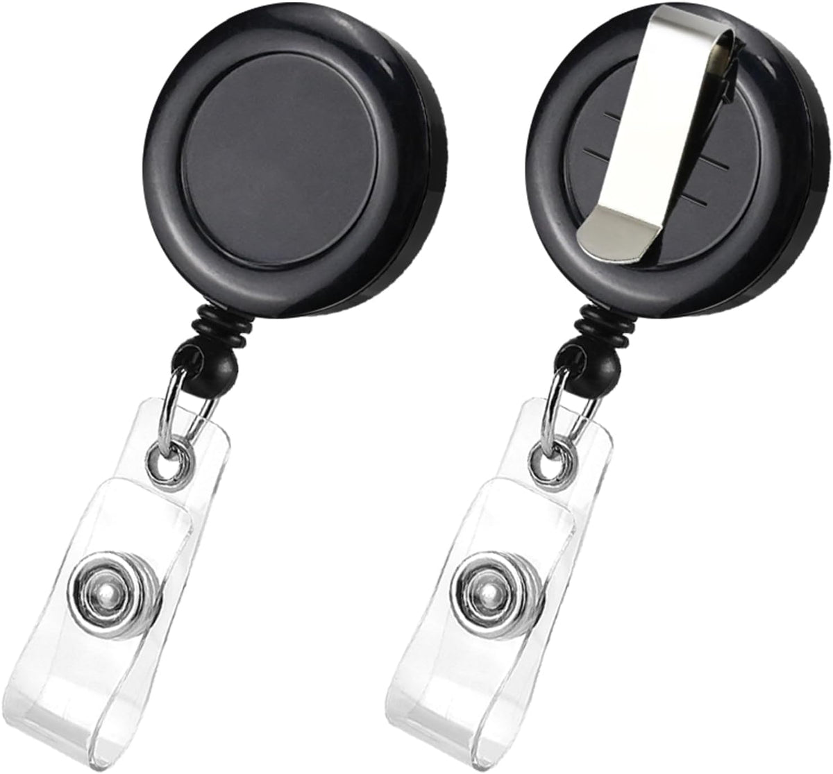 2 Pack Black Retractable ID Badge Holders with Belt Clip for Teachers Students Office Staff