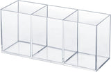 Transparent Pen Holder Desk Organizer - Pencil Marker Paperclip Storage Container - Plastic Stationery Organiser for Office Bedroom Bathroom