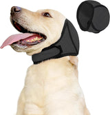 Dog Ear Covers Grey L-Shaped Soundproof No Cap Elastic Waterproof for Hematomas Bathing Drying Swimming Grooming Head Coverage