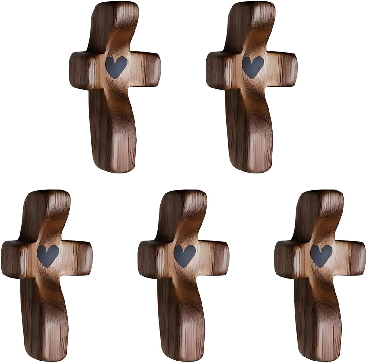 Black Cross Ornaments Set of 5 Wooden Cross Crafts Perfect Gift Idea