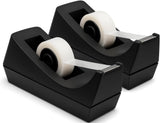 2 Pack Black Tape Dispenser Heavy Duty Desktop Holder with Anti-Slip Base for Office Home School Gift Wrapping (Tape Not Included)