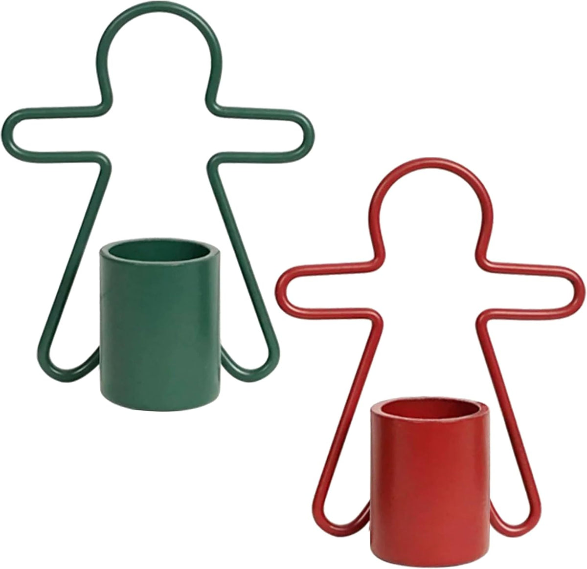 2 Pack Christmas Candles - Gingerbread & Nutcracker Shaped Candles - Arch Design - Red & Green Festive Decor - Perfect Centerpiece or Gift Idea
