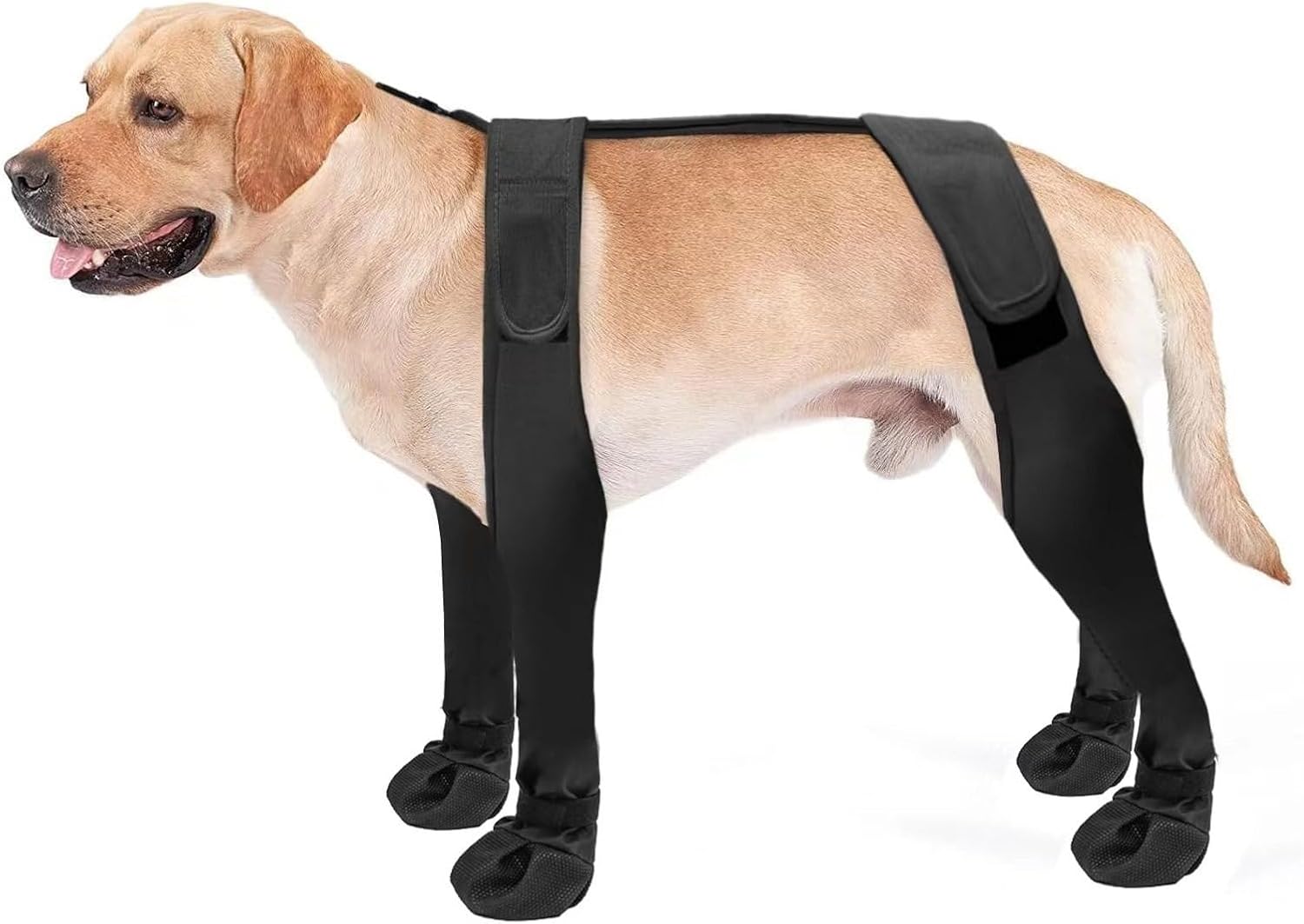 Dog Boots with Straps - Black High Anti-Slip Waterproof Dog Shoes Adjustable Straps Winter Snow Rain Protection Paw Boots for Dogs