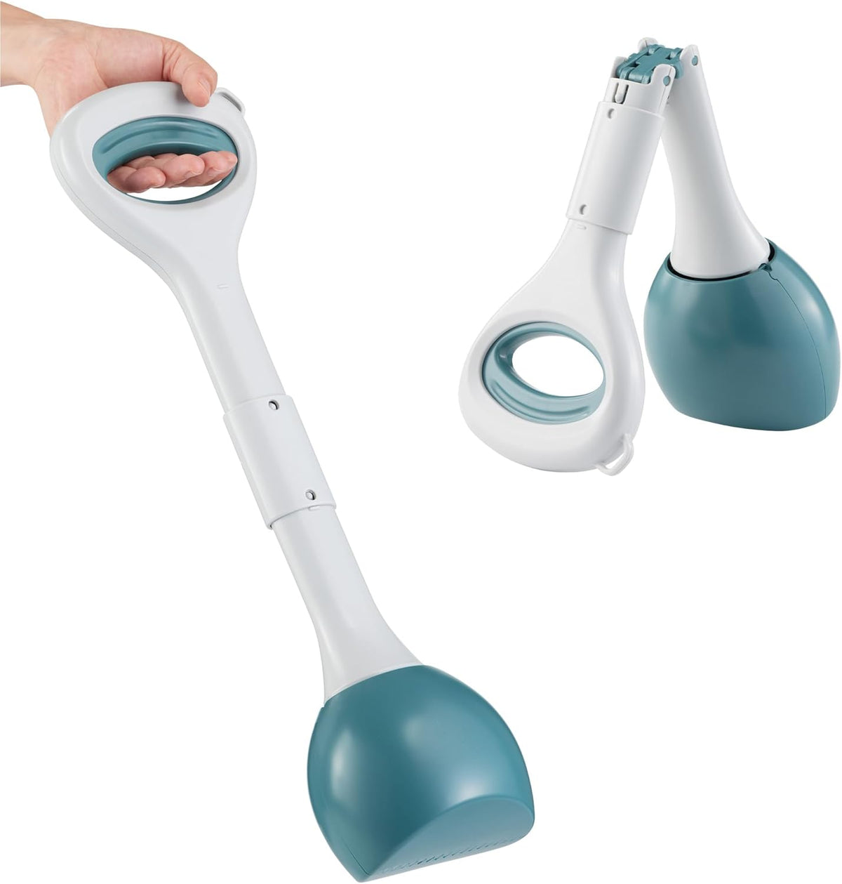 Dog Poop Scooper - 1 Piece - Dark Green - Pet Waste Remover with Secure Closure and Smooth Button - Long Durable Handle - Suitable for Dogs and Cats