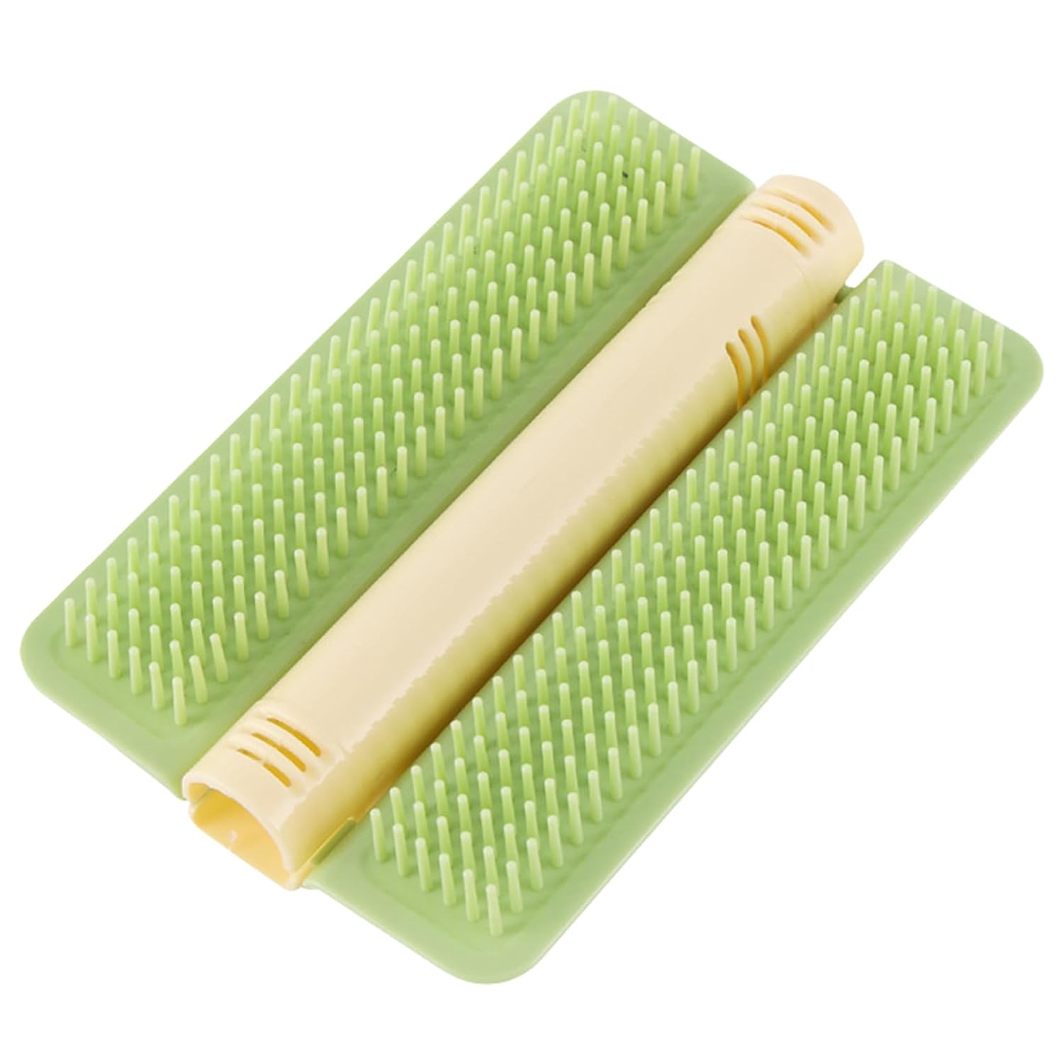Cat Corner Brush Self-Adhesive - 1 Piece Green - Cat Massage Grooming Tool Wall Mounted Corner Hair Remover for Pet Fur Care