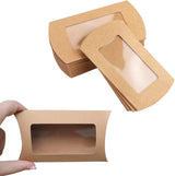 40 Pack Brown Kraft Paper Pillow Boxes with Clear Window for Cookies Candy Chocolate Jewelry Weddings Party Favors Gift Packaging