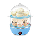 Electric Egg Cooker 14 Eggs Capacity with Timer and Automatic Shut-Off 350W Double Layer Multifunctional Egg Steamer for Milk and Food Heating Blue