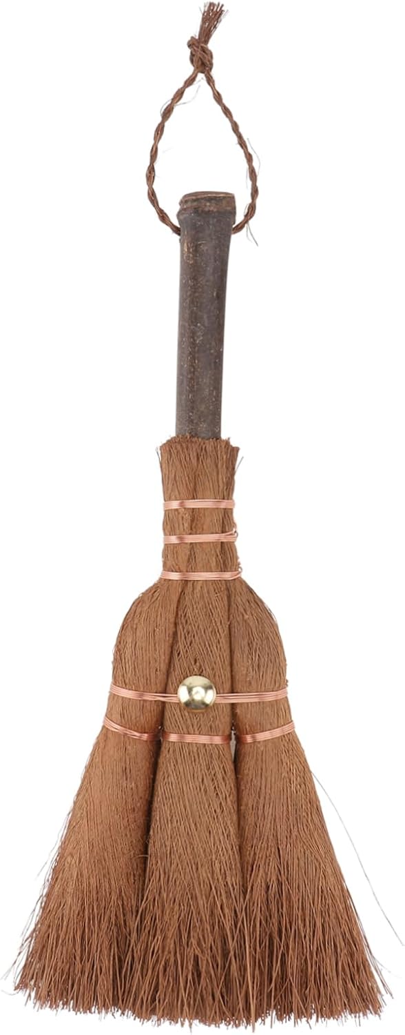Mini Broom Brown Lightweight Durable Hanging Eye for Kitchen Camping 1 Piece