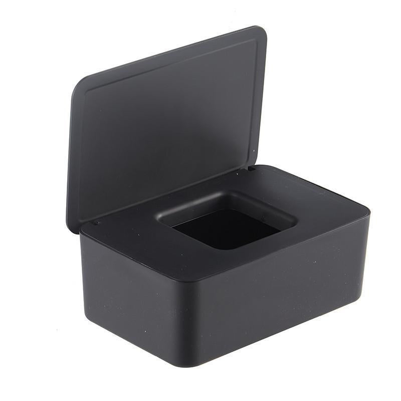 Black Wet Wipes Dispenser 18x11x7cm Dustproof Multifunctional