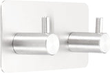 2 Pack Self-Adhesive Towel Hooks Stainless Steel 304 Rustproof Waterproof Silver Wall Mounted Bathroom Kitchen Accessories