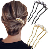 Pearl U-shaped Hair Clips 2 Pack Metal Hair Accessories Professional Hair Pins Bridal Party Festival Daily Use