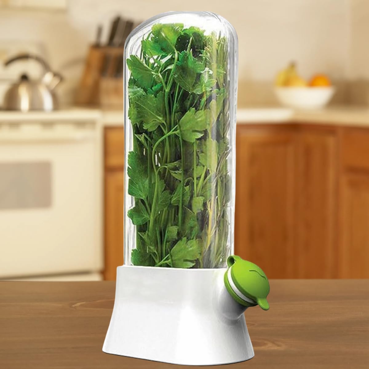 White Food Storage Container with Water Reservoir for Vegetables and Herbs 1 Piece