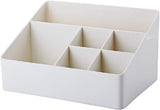White Cosmetic Organizer with 6 Compartments for Skincare and Jewelry Storage