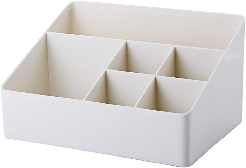 White Cosmetic Organizer with 6 Compartments for Skincare and Jewelry Storage
