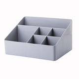 Gray Blue Cosmetic Storage Box 6 Compartments Organizer for Skincare and Jewelry