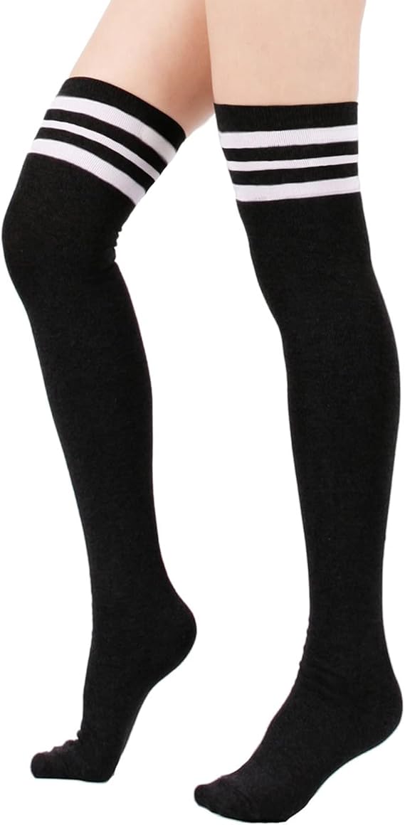 Women's Thick Stay Up Hold Up Striped Over Knee Casual Stockings