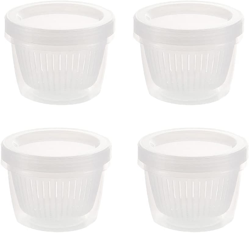 4 Pack 0.5L Plastic Storage Boxes with Lids and Filter - Stackable Organizing Containers