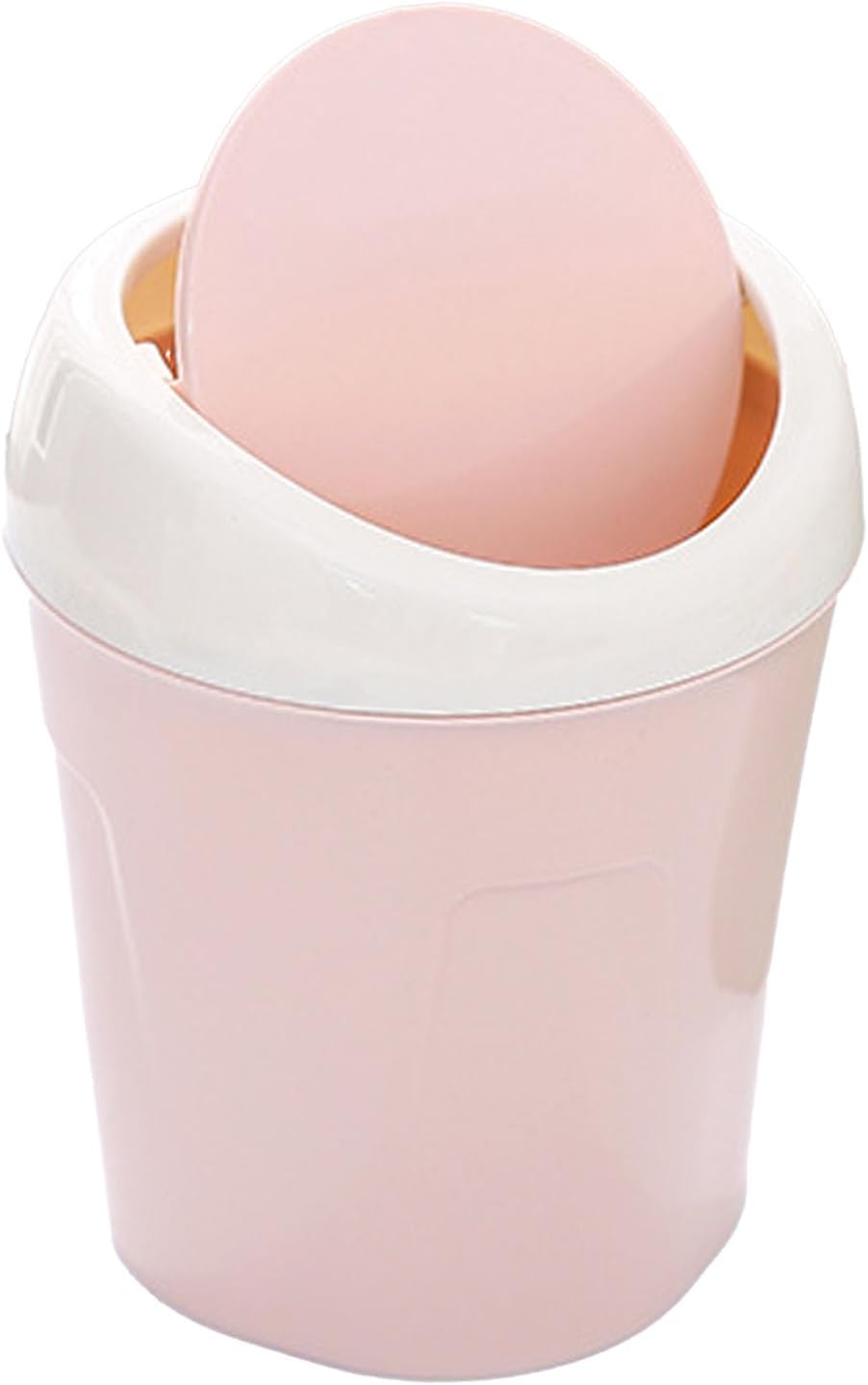 Small Trash Can with Swing Lid - Plastic Desktop Waste Bin for Office Kitchen Bathroom Student Accommodation