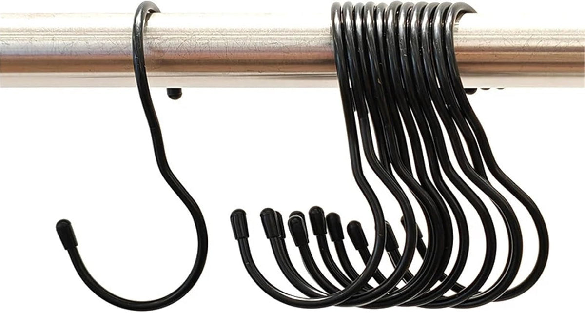 10 Black Stainless Steel Hooks for Kitchen Bathroom Garage