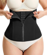 Women's Black Waist Trainer with Zipper Shapewear Tummy Control Body Shaper Sport Slimming Belt