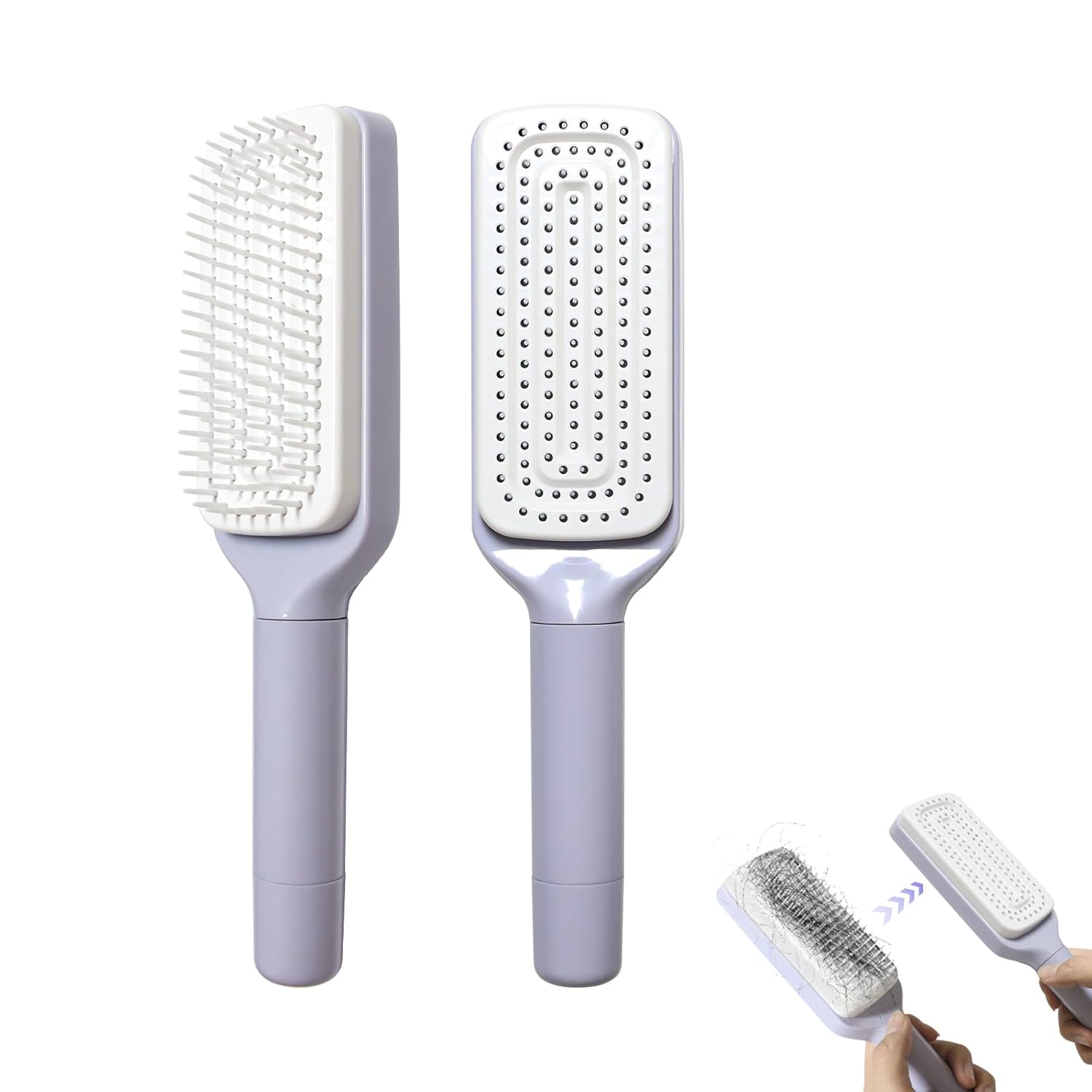 Women's Purple Anti-Static Hair Brush with Massage Function Retractable Design Suitable for Fine Hair Easily Removes Hair
