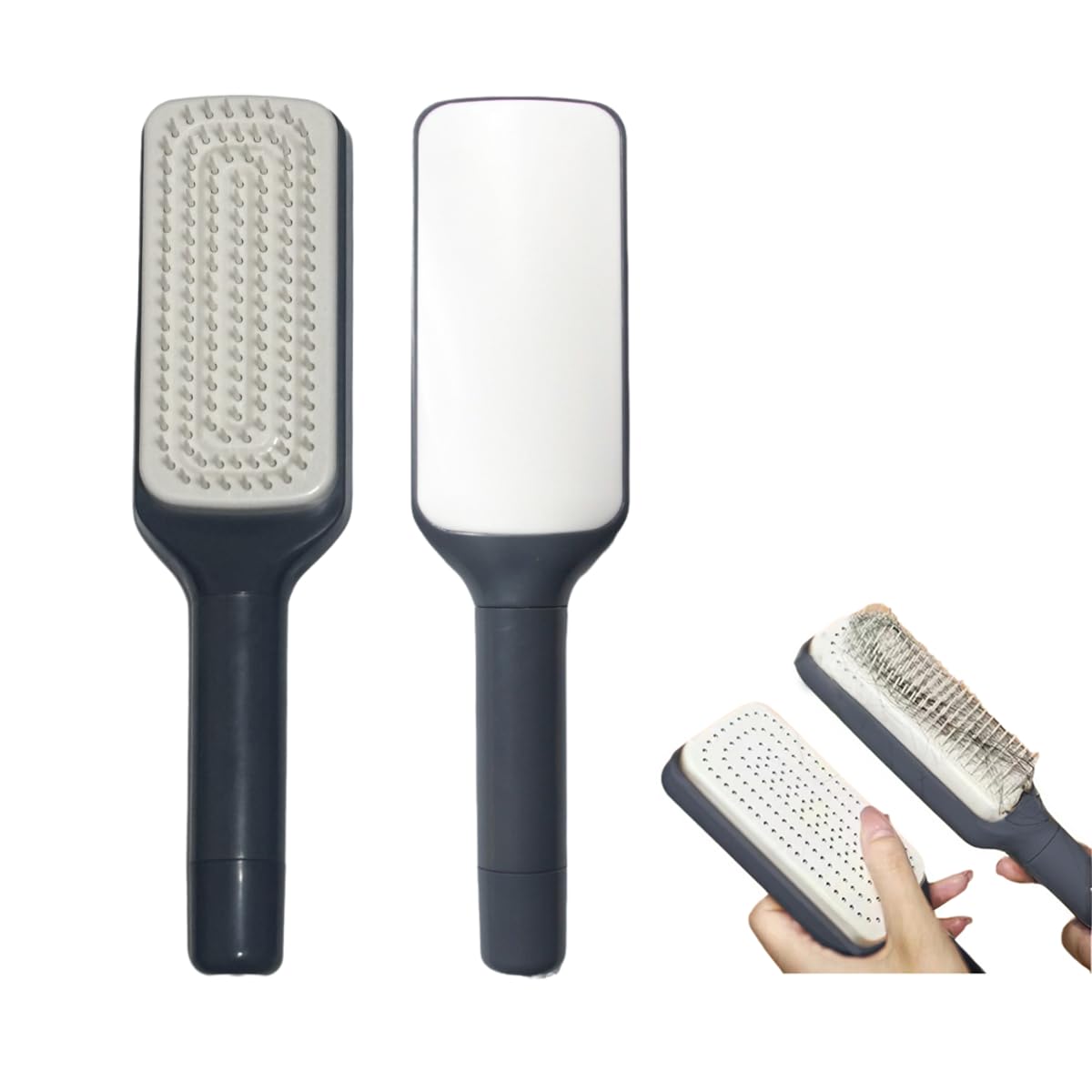 Women's Black Antistatic Hair Brush Massage Comb Retractable for Fine Hair Easily Removes Hair