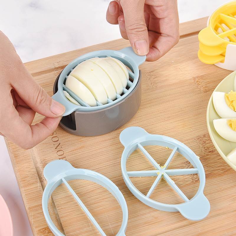 3-in-1 Multifunctional Egg Slicer for Hard-Boiled Eggs Blue Grey Kitchen Gadget